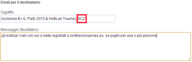 Pagamento per iscrizione a Starcraft 2